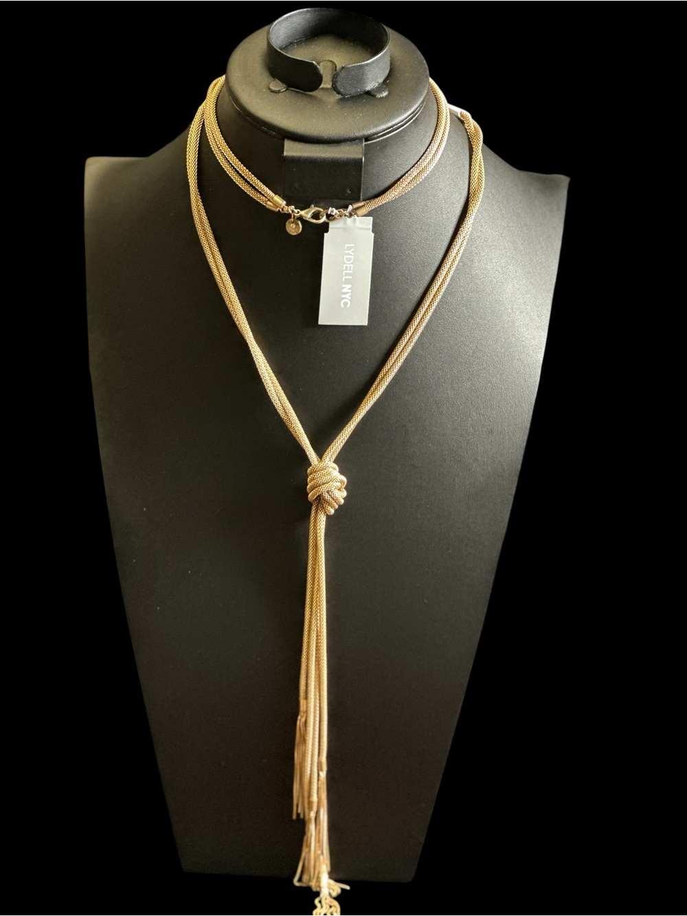 Elegant extra long Lariat Style Gold Tone mesh chain style Lydell NY NWT 54”